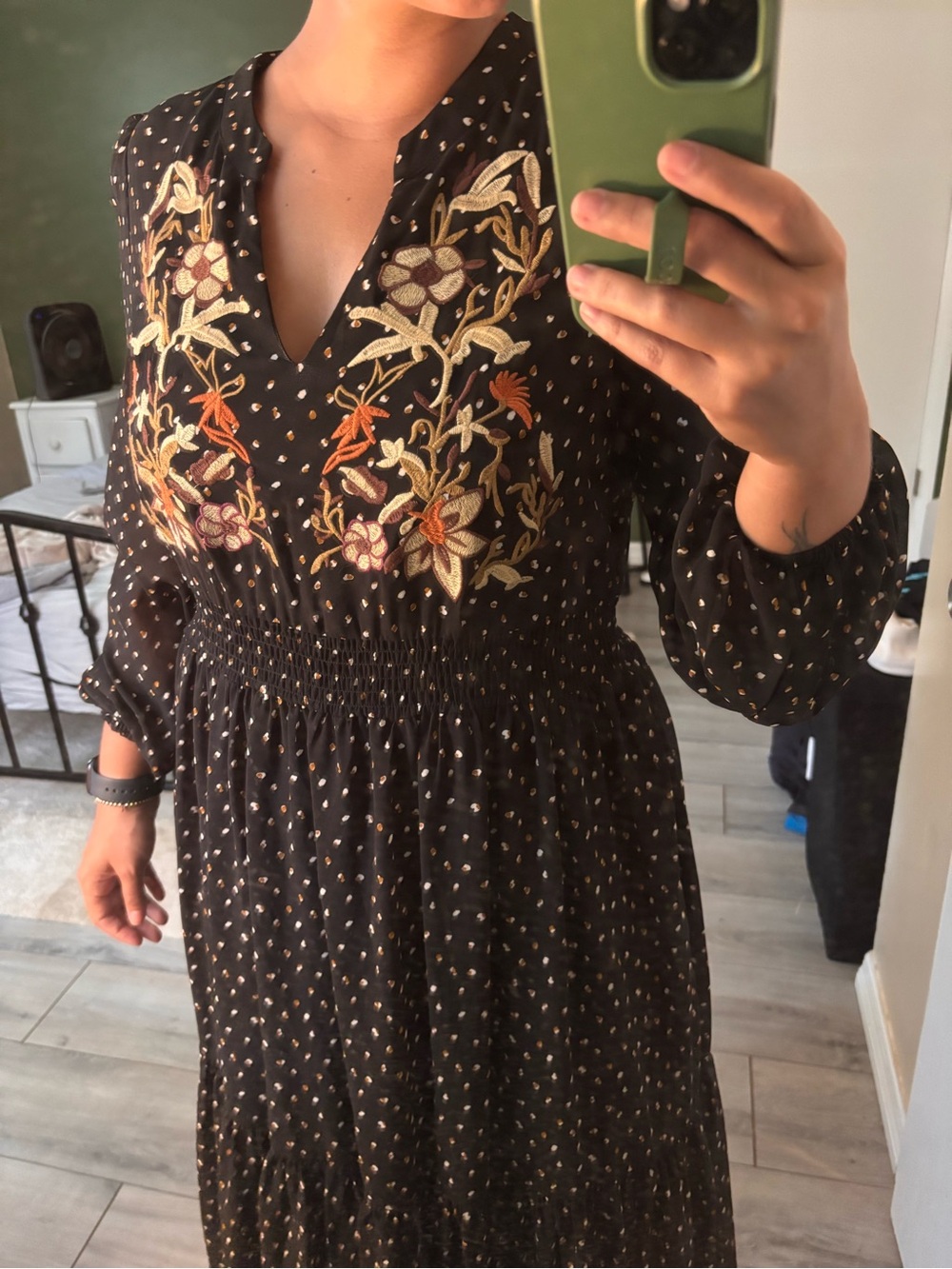 Black Floral Embroidered Maxi Dress - Picture 4 of 4